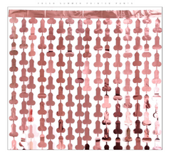 Hen Party Willy Tinsel Curtain Rose Gold | Gold | Silver Metalic BackDrop Hens Party Penis Decor Bridal Party Girls Night Penis Decoration