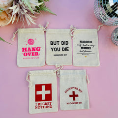 10x Bachelorette Party Bags - I Regret Nothing Hangover Kit Bags - Hangover Recovery Kit