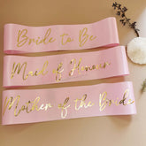 Peach Hens Script Gold Lettering Sash