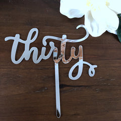 Thirty Birthday Acrylic Cake Topper Gold & Silver Happy 30th Birthday
