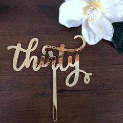 Thirty Birthday Acrylic Cake Topper Gold & Silver Happy 30th Birthday