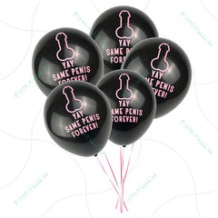 Pack of 10 Same Penis Forever Pink on Black Hens Latex Balloons