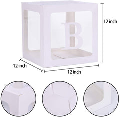BabyShower Box Set of 4 Clear Baby Block Boxes with Baby Letters Party Decoration - Transparent Ballon Boxes Backdrop - Baby Shower & Birthday Party