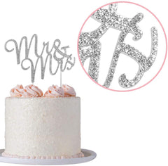 Rhinestone Silver Mr & Mrs Wedding Cake Topper