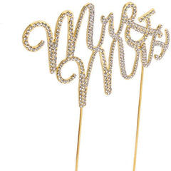 Rhinestone Gold Mr & Mrs Wedding Cake Topper