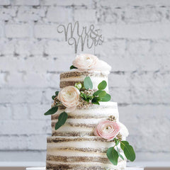 Rhinestone Silver Mr & Mrs Wedding Cake Topper