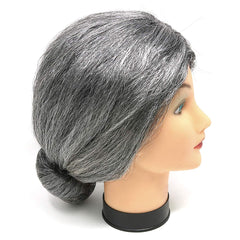 Granny Wig Old Lady Grey Silver Grandma Mrs Santa Wigs Cosplay Costume Party