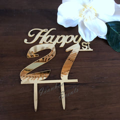 Happy 21st Birthday Acrylic Cake Topper