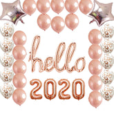 Hello 2020 Rose Gold Foil Balloon Set Happy New Year Celebration Party Decor