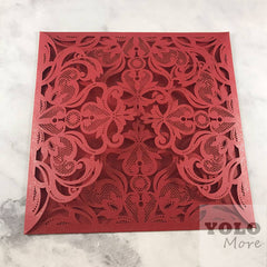 Square Luxury Laser Cut Wedding Invitations Cards + Envelopes