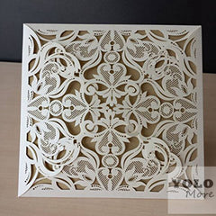 Square Luxury Laser Cut Wedding Invitations Cards + Envelopes
