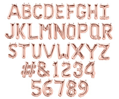 Rose Gold Foil Balloon Letters Numbers 16"/ 41CM Birthday Hens Wedding Decor Baby Shower Mylar Foil Metalic
