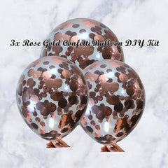 3x Rose Gold Confetti Balloon DIY Kit Birthday Hens Party Celebration Decor Party Helium Balloons