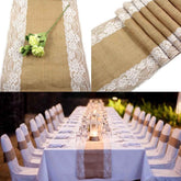 2.75m x 30cm Side Lace Natural Hessian Burlap Seamed Edges Table Runner
