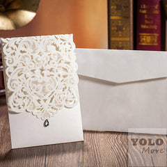 Diamond Luxury Laser Cut Wedding Invitations Cards + Envelopes