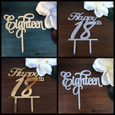 Happy 18th Eighteen Birthday Acrylic Cake Topper
