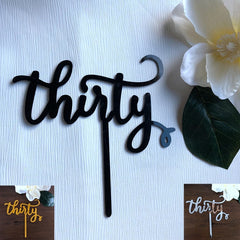 Thirty Birthday Acrylic Cake Topper Gold & Silver Happy 30th Birthday