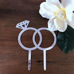 Diamond Rings Acrylic Cake Topper