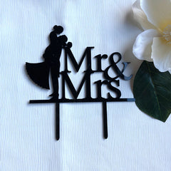 Mr & Mrs Black Acrylic Cake Topper