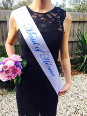 BLUE ON WHITE Hen's Party Sash