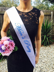 Blue on White Hens Sash - Hen Sash - Bride To Be Sash - Bridal Shower - Engagement- Hen Party- Bachelorette - Bride- Bridesmaid - Team Bride