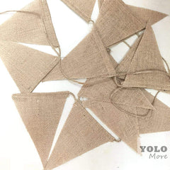 10 Meters 48 Flags Hessian Banner Burlap Rustic Bunting Wedding Party Decorations DECOR