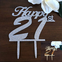 Happy 21st Birthday Acrylic Cake Topper