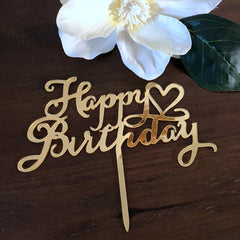 Love Heart Happy Birthday Acrylic Cake Topper