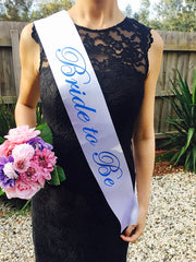 BLUE ON WHITE Hen's Party Sash