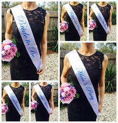 BLUE ON WHITE Hen's Party Sash