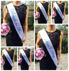 Blue on White Hens Sash - Hen Sash - Bride To Be Sash - Bridal Shower - Engagement- Hen Party- Bachelorette - Bride- Bridesmaid - Team Bride