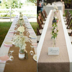 Hessian Burlap Table Runner Decoration Wedding Event Table Decor Natural Hessian Lace Edge Centre Piece Decor
