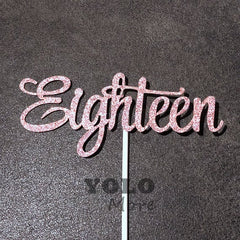 Happy 18th Eighteen Birthday Glitter Paper Cake Topper 18 //Rose Gold //Black Cake Decor Birthday Cake Decor Monogrammed Cake Topper