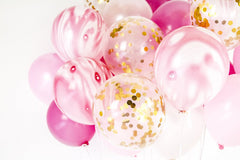 Pink Marble Balloons Set 20 Pack // Gold Confetti Balloons // Pear White Latex Balloons 12" Helium Quality
