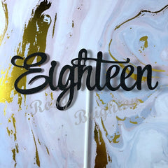 Happy 18th Eighteen Birthday Glitter Paper Cake Topper 18 //Rose Gold //Black Cake Decor Birthday Cake Decor Monogrammed Cake Topper