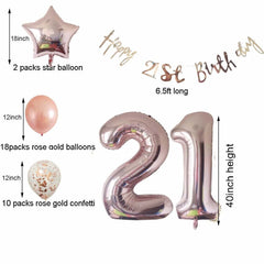 Ultimate 21st Rose Gold Twenty First Birthday Pack 21 Garland Balloons Decorations Twenty One Party Decor