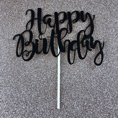 Happy Birthday Rose Gold / Black Cake Topper Happy Birthday Monogrammed Cake Topper Cake Decor