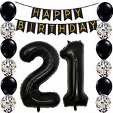21st Black Gold Twenty First Birthday Pack 21 Garland Balloons Decorations Twenty One Party