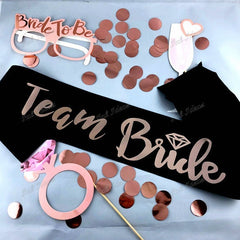 Black Rose Gold Hens Sash - Hen Bride To Be Sash - Bridal Shower Gift Idea- Engagement- Hen Party- Bachelorette - Bride Tribe - Team Bride
