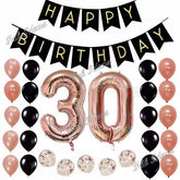 30th Black Rose Gold Birthday Pack 30 Thirtieth Garland Balloons Decorations Dirty Thirty Party Happy Birthday