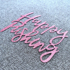 Happy Pushing Glitter Paper Cake Topper Gold & Rose Gold Baby Shower Cake Toppers Cake Decorations Gender Reveal Decor