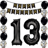 13th Black Gold Thirteen Birthday Pack 13 Garland Balloons Decorations Thirteenth Party Happy Birthday Boy Decs