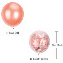 18x 12" Rose Gold w Confetti Balloon Birthday Hens Party Celebration Decor