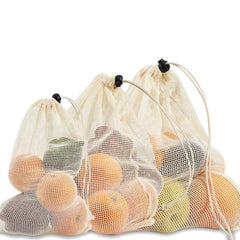 Organic Cotton Mesh Produce Bags for Food Storage Grocery Shopping Stay Fresh Environmentally Friendly Green Eco Bag