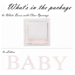 BABY Balloons Clear Box Cube Gift Boxes Birthday Baby Shower Party 4pcs Set