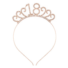 Rhinestone Birthday Tiara Rose Gold Headband Happy Birthday 18th 21st 30th 40th 50th 60th 70th Birthday Girl