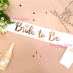 Personalised White Rose Gold Hens Sash - Hen Sash - Bride To Be Sash - Bridal Shower - Engagement- Hen Party- Bachelorette Bride Team Bride