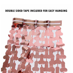Hen Party Willy Tinsel Curtain Rose Gold | Gold | Silver Metalic BackDrop Hens Party Penis Decor Bridal Party Girls Night Penis Decoration