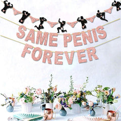 Stripper SAME PENIS FOREVER Glitter Bunting Banner Hens Night Bachelorette Hen Party Decor