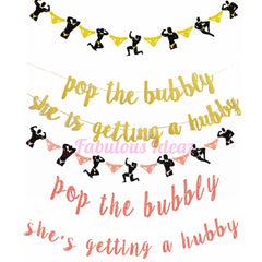 Pop The Bubbly She's Getting a Hubby Rose Gold | Gold Hens Party Banner Bridal Shower Garland Bridal Shower Decoration